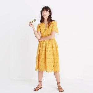 Madewell Eyelet Midi Dress in yellow